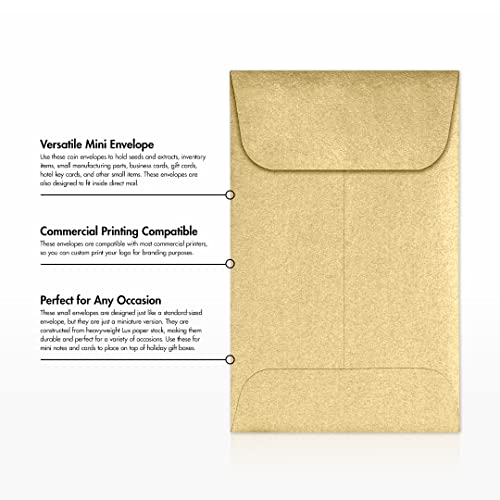 LUXPaper #1 Coin Envelopes | 2 1/4" x 3 1/2" | Blonde Metallic | 80lb. Text | 500 Qty