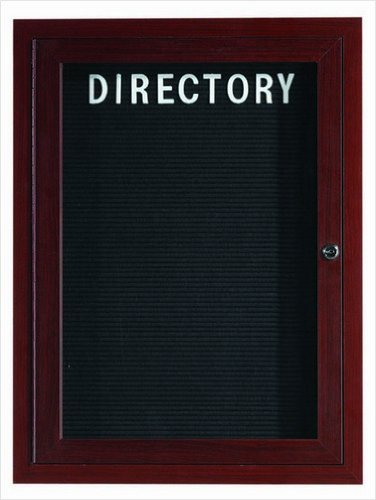 Enclosed Outdoor 36"x24" One Door Aluminum Walnut Wood Look Directory Changeable Letter Board