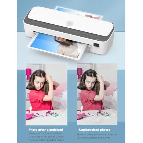 A4 Laminator,Hot/Cold Lamination,ABS Stop,with Paper Cutter/Corner Rounder/Perforator/Binding Ring/Laminating Film,for Recipe Cards,Photo and Document Protection,Etc.,White