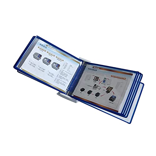 NIKAIDD Desktop Reference Organizer - Catalog Display Rack, 10-Page Double-Sided Panel Catalog Reference System, A4 Letter Size Desktop/Wall Reference System, Wall-Mounted Reference Organizer (Blue)