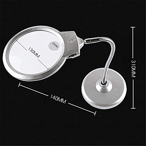 EUQKKWLOY Lighted 2X Magnifier and Desk Lamp for Hobby, Crafts, Inspection, Reading Books, Magazines, Newspapers, Model Building, Soldering, Jewelry Design, Needlepoint, Sewing and More