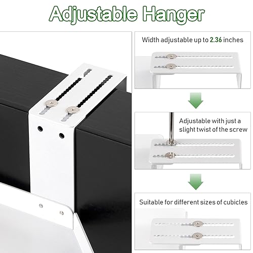 11 Inch 2-Tier Hanging Cubicle Shelf with Adjustable Hooks, Metal Organizer