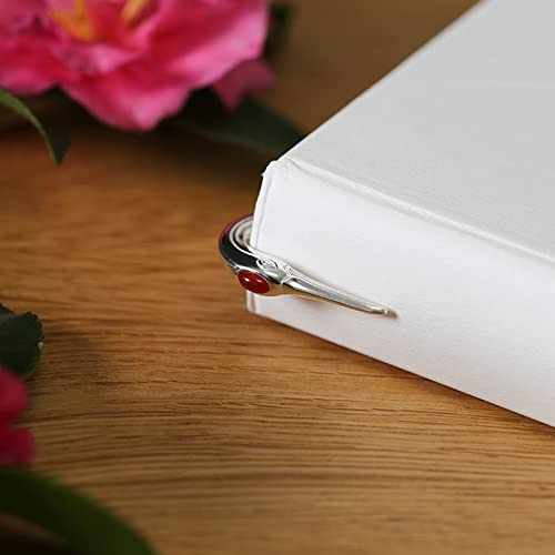 SUNESA Bookmark Sterling Silver Agate Red Crowned Crane Bookmark for Business Gifts for Teachers and Friends 13.6cm Metal Bookmark