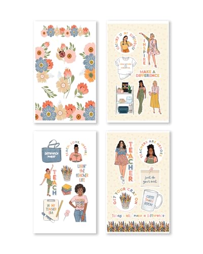 Rongrong Teacher Planner Stickers Book for Planners, Calendars, Journals and Projects – Premium Quality Hand Drawn Academic Lessons – Scrapbook Accessories – 24 Pages