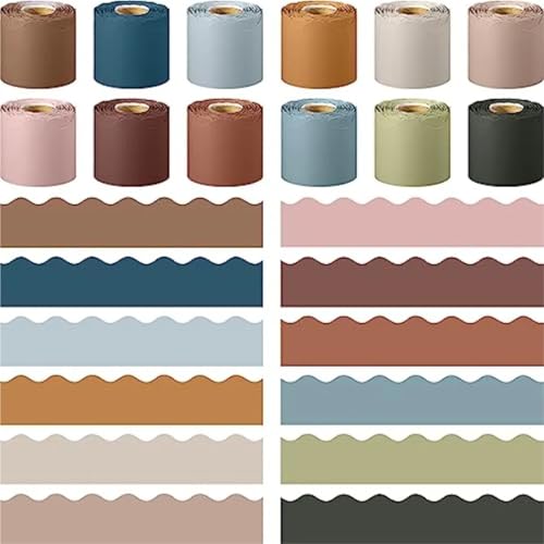 Bulletin Board Borders 12 Roll 630 Feet Ful Bulletin Board Borders Bulk for Classroom Decoration Scalloped Rolled Border Trim for Back to School Chalk(Advance Gray)