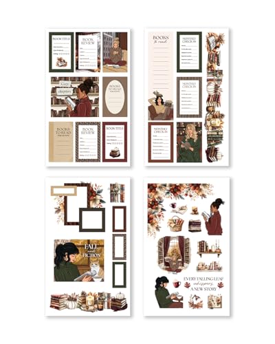 Literary Seasons Sticker Book – Book Lover Planner Stickers for Journaling, Scrapbooking & Reading Tracker, Seasonal Decorative Stickers for Winter Spring Summer Fall, Bookish Stationery Gift