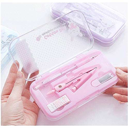 Geometry Set Compass/Math Set for Students with Shatterproof Storage Box, Geometry for School,Office Stationery Perfect Gift(4 Boxes) Drawing Tool
