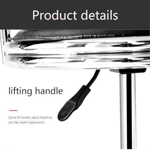 Heavy Duty Height Adjustable Rolling Stool 360° Rotating Drafting Chair with Backrest and Footrest Multi-Purpose Office Desk Rolling Swivel Salon for Barber Shop Nail Salon Office (Red) (Black )