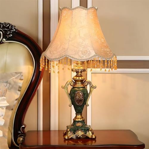 OUFULA European Table Lamp Luxurious Living Room Bedroom Study Villa Hotels Led Retro Creativity Bedside Light (L H50cm 1PCS), zichang2024050139