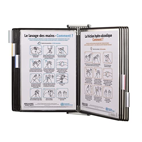 UMJIGF Wall Mount Catalog Display Rack, Wall Reference System with 10 Display Pockets, 20 Sheet Capacity Deluxe Catalog Display Racks, for Restaurant Menu