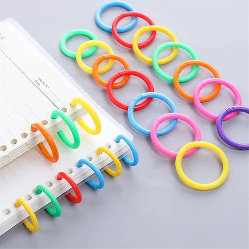 Binder Rings 500pcs Removeable Color Plastic Loose Leaf Binding Ring Clip Coil for DIY Travel Diary(28mm-Orange)