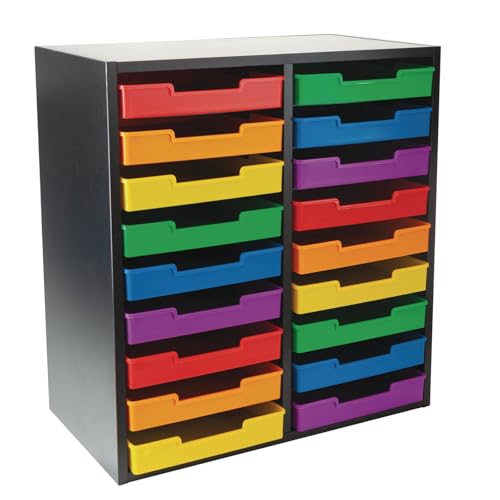 Really Good Stuff Black 18-Slot Mail Center with Trays 6 Colors