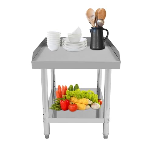 Stainless Steel Equipment Grill Stand, 24*30*26in Stainless Table, Commercial Adjustable Shelf Grill Workstation, Prep Work Table with Backsplash & Sidesplash for Kitchen Home Restaurant Hotel Garage