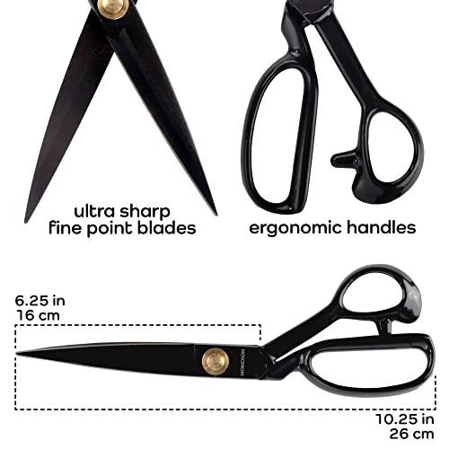 JubileeYarn Professional Carbon Steel Fabric Scissors - 10" Black - 10 Pairs