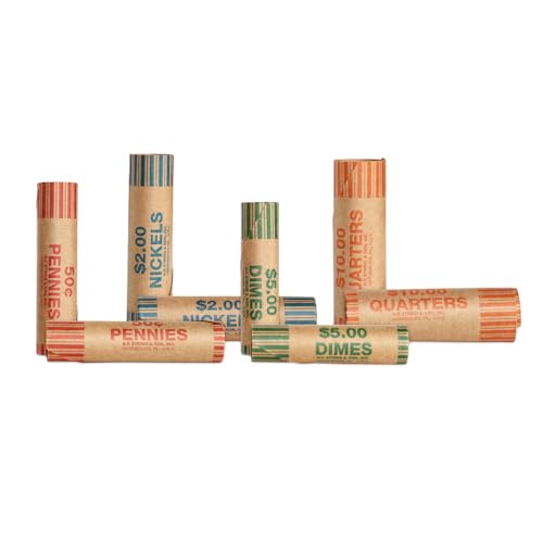 Assorted Cartridge Coin Wrappers Nested and Pre-Crimped Box of 48 Coin Rolls MMF Industries Coin Rollers