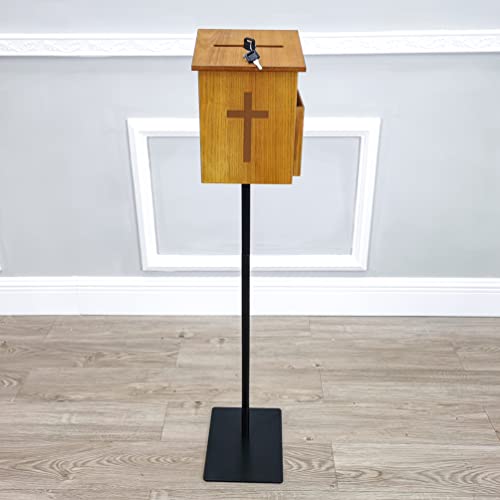 FixtureDisplays® MDF Donation Box Floor Stand Lobby Foyer Tithes & Offering Suggestion Collection Ballot Box 11065+10885