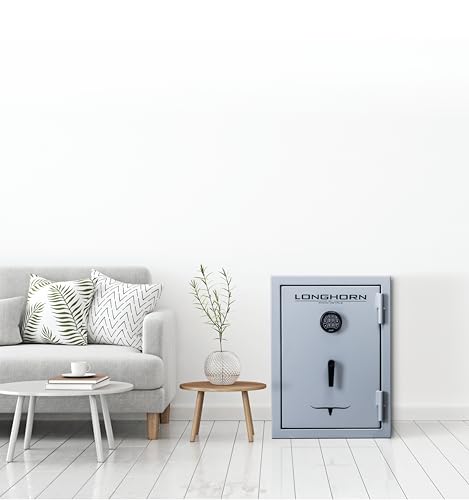 Longhorn Home Safe by Rhino Metals with New SafeX, LGX3022G, LED Lighting, Adjustable Shelf, Internal Electrical with USB Ports, 60 Minutes Fire Protection, 30"H x 22"W x 20"D, 196lbs, Gloss Gray