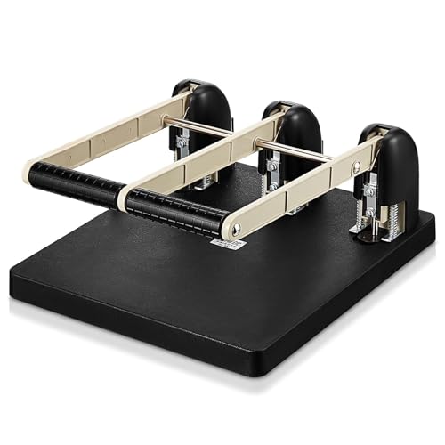 Manual 3-Hole Puncher, 3 Hole Paper Punch with Labor-Saving Handle, 150 Sheet Capacity & Paper Feed Depth 12mm, Long-Lasting Durability, for Offices, Families, Study Rooms, Print Shops