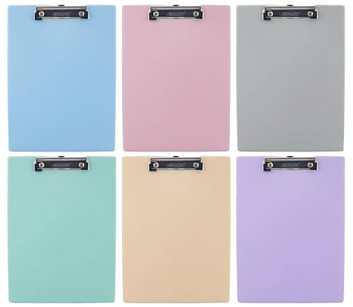 48 Pack, Pastel Color PVC Standard Clipboard w/Low Profile Clip