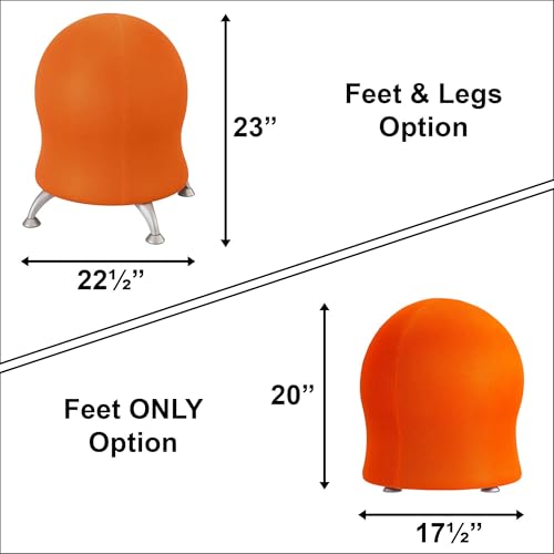 Scranton & Co Balance Ball Chair, 23" H x 22.5" W x 22" D, Powder Coated Legs, Anti-Burst Design for Core Strength and Posture, Orange Finish, Manual Pump Included, Office or Indoor Seating Solution