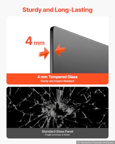 VEVOR Glass Dry Erase Board 48 x 36 in Black Magnetic Whiteboard