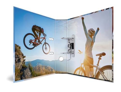 HERMA A4 Lever Arch File Mountain Bike, Pack of 5, 70mm Spine, Heavy Duty Folder with Sport Motif, Glossy Finish & Inner Print, Kids Ring Binder, Archiving Folder & Storage File Organizer