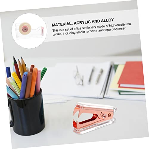 1 Tape seat Nail Remover Shipping Tape Dispenser Clear Tape Holder Paper Tape Dispenser Desk Accessories Staple Puller and Tape Dispenser Stationary Adhesive Tape Alloy Office (Golden 12.00X6.