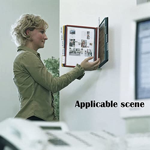 Wall Mount Reference and Display System, Wall-Mounted Page Flip Folder, 10 Double-Sided Panels, A4 Loose-Leaf Transparent Page Display Stand(Multi Coloured)