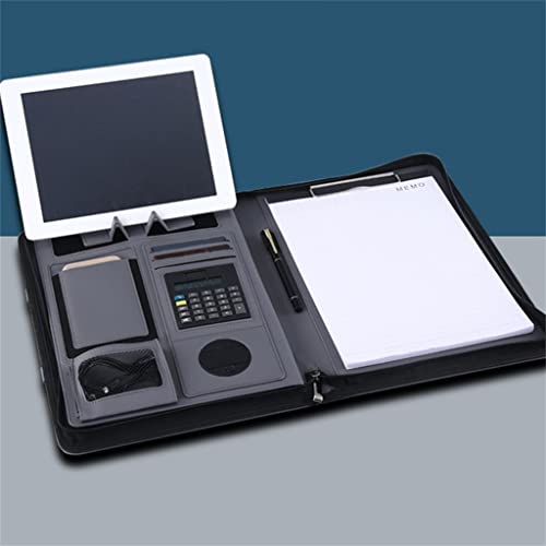 AFPSDLFJDLS Portable Business Portfolio Case Handle Pu Leather Portfolio Folder for School Office Conference Notepad