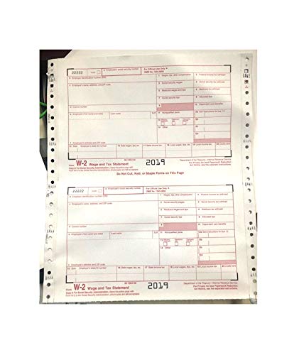Tops Form W-2 & W-3 for Tax Year 2019 Six W-2 Forms and One W-3 Form for Pinfeed Printers