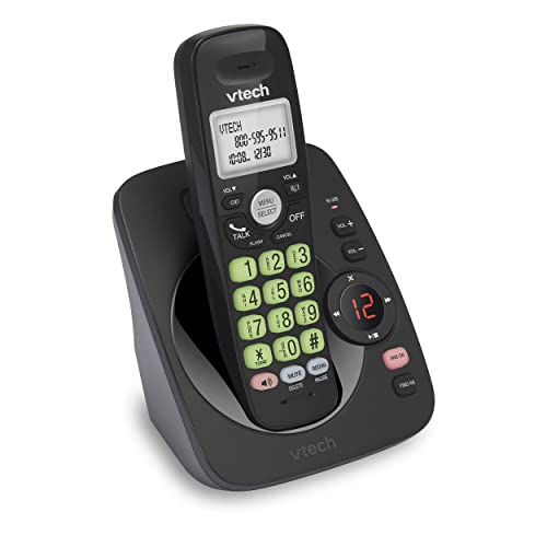 [New] VTech VG134-11 DECT 6.0 Cordless Home Phone with Bluetooth Connection, Digital Answering Machine, Backlit Display,Full Duplex Speakerphone, Caller ID/Call Waiting,1000 ft Range (Black)