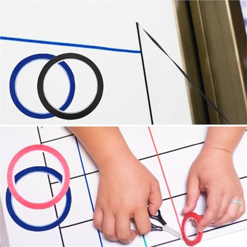 Anenog White Board Tape 8roll Graphic Chart Tape Marking Tapes for Whiteboard 5 mm Width Self-Adhesive for Office(Mix)