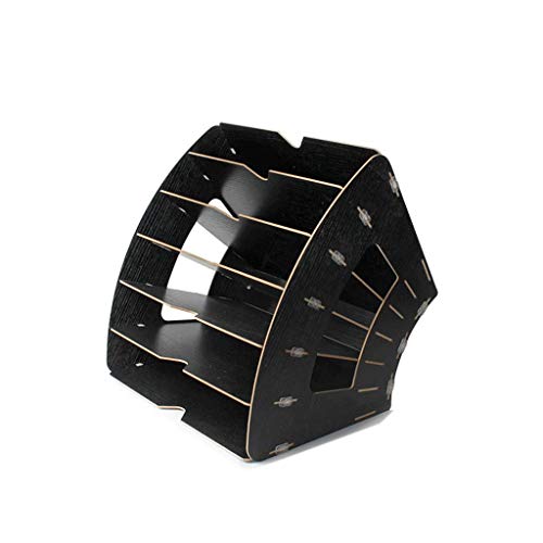 YUQKAI File manager- Desktop File Folder Organizer,Fan Shaped File Rack,Mail Magazine Paper Holder, 6 Slot Desk Organizer Space Saving(Black)