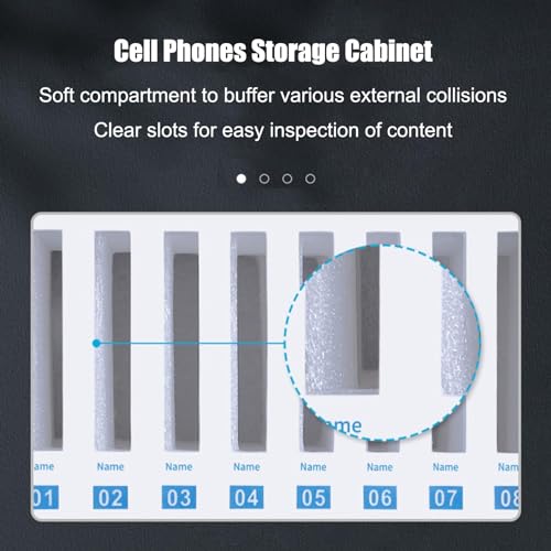 Cell Phones Storage Cabinet Cell Phone Holder, Wall- Mounted Locker Box Mobile Phone Desktop Organizer, Classroom Pocket Chart Stainless Steel Storage Locker Box, for Schools/Offices/Gyms, 24 grids