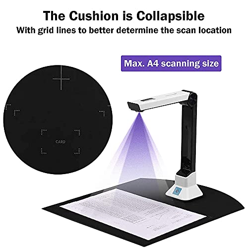 Hubceuo Document Camera for Teachers, Portable USB Document Camera Scanner with Stand 8MP HD A4 Format Cam Photo Scanner