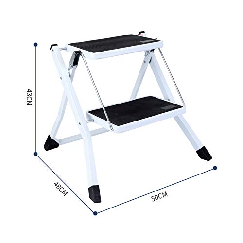 FLYIFE Step Stool Thicken Non-Slip Folding Steps,Stable Durable Attic Ladders Kitchen Stools Home 2 Step Ladder/50X48X43Cm