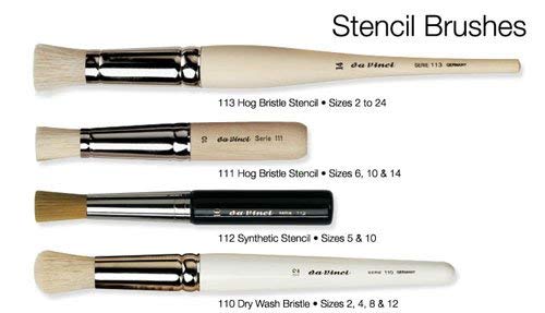 da Vinci Graphic Design Series 113 Stencil Brush, White Chinese Hog Bristle with Long Plainwood Handle, Size 20 (113-20)