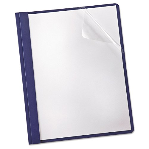 Tops Oxford Linen Finish Clear Front Report Covers - Letter - 8 1/2in x 11in Sheet Size - 85 Sheet Capacity - 3 x Double Tang Fastener(s) - 1/2in Fastener Capacity for Folder - Linen - Navy - 25 /Box