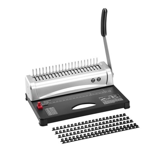 Binding Machines, Binding Machine Comb Binding Machine 21Holes Binding 450 Sheets Book Binder Machine with 100 PCS 3/8'' Comb Binding Spines