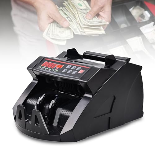 Multi Currency LED Counterfeit Detector, Foreign Banknote Counting Machine, UV/Mg Double Detection for Cash, 900 PCS/Min, Easy to Use,Black-NUM