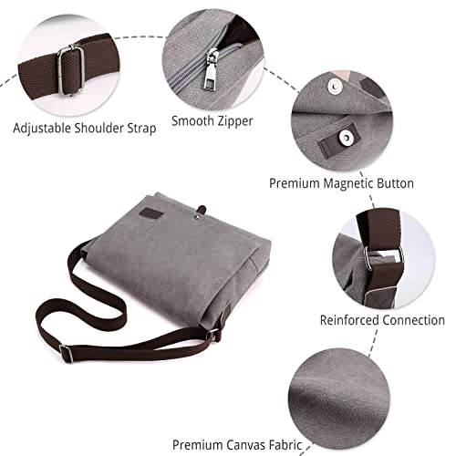 CORIOS Vintage Men's Shoulder Bag Canvas Tote Handbag Crossbody Bag Casual Top Handle Bag Multifunctional Briefcase Messenger Bag Satchel Bag for Work Shopping Travel Casual Daily Brown