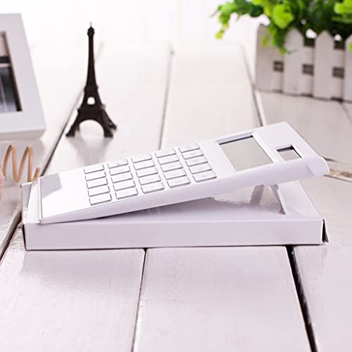 QERTYHJK 12 Digits Large Display Desktop Calculator Thin Solar & Battery Power Crystal Buttons Basic Counter for Home Office