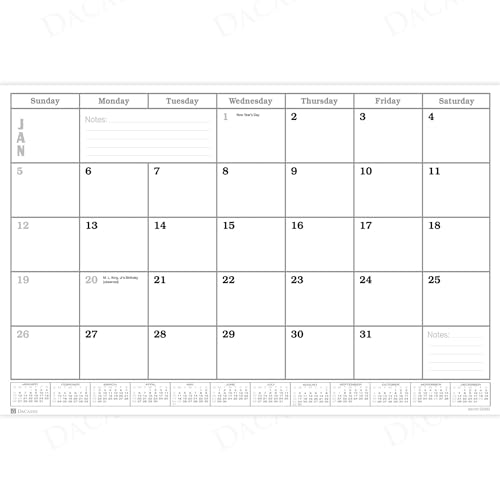Dacasso 34” x 20” Chocolate Brown Leather Calendar Desk Pad w/Side Rails - Replaceable Insert - Executive Desk Surface Protector - Luxury Blotter for Writing