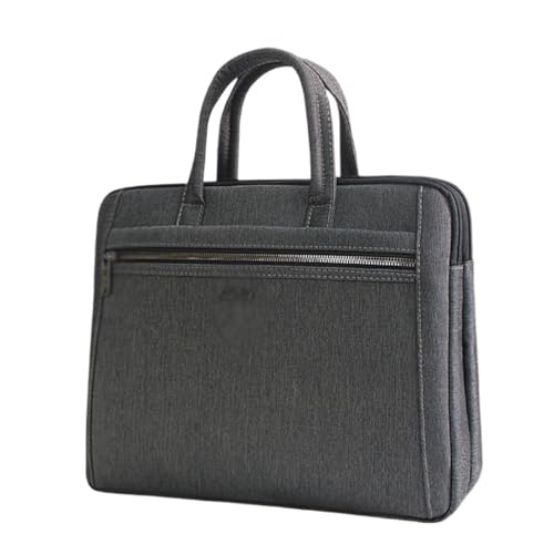 WSNHFUD Men's Document Bag Canvas Business Conference Briefcase Zipper Multi layer Thickened Handheld