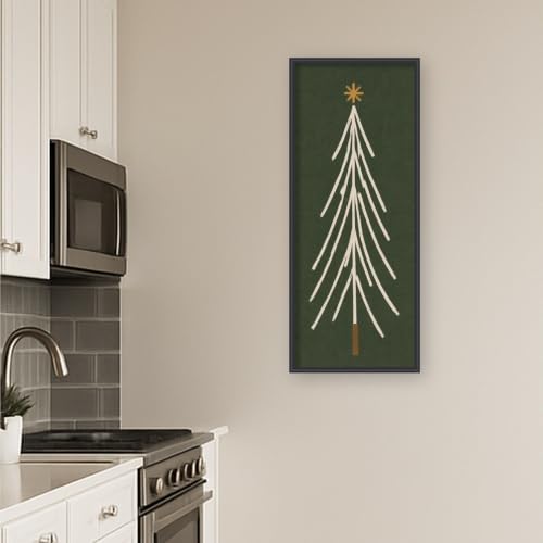 Kate and Laurel Framed Fabric Pinboard, 17x41 Christmas Tree Panel Design