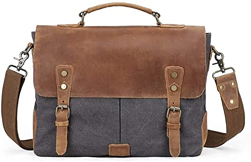 Messenger Bag Mens Messenger Bag Canvas Briefcase Large Satchel Shoulder Bag Rugged Leather Computer Laptop Bag