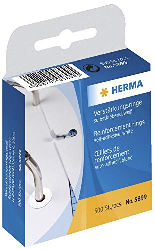 HERMA Hole reinforcement ring, diameter: 12 mm, self-adhesive, white (500 pieces), you will receive 1 pack of 500 pieces.