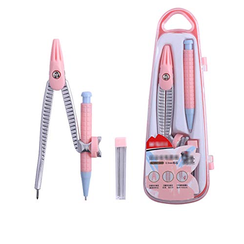 Math Compass Professional Compass Kit with Small Pencil, Precision Locking Divider, Ideal for Drawing Circles, Student's Compass Kit (Pink) Compass Set
