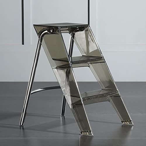 LWJQRSP 3 Step Ladder Folding Step Stool for Adults, Portable Acrylic Stool with Ladder, Adult Step Stools Foldable Stool for Home Office