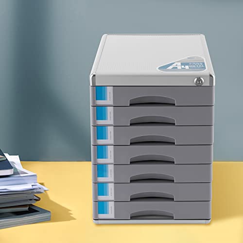 Drawer Organizer, 7 Layer Aluminum File Storage Lock Box, 11.8" L x 14" W x 16" H Desktop Drawer Organizer Aluminium Alloy Multifunctional Paper Sorter File Stand for Home Office Accessories